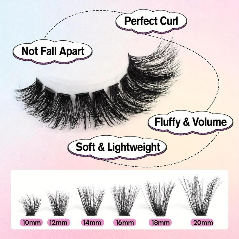 10-20Mm Mixed Individual Cosmetic False Lashes Clusters, 240Pcs/234Pcs/300Pcs/308Pcs Fluffy Curly Thick Fake Eyelashes, Lightweight Makeup Enhancement Lashes Clusters Kit, Lashes Strips Eyelashes Extension Clusters, Fall, Meatball in Makeup