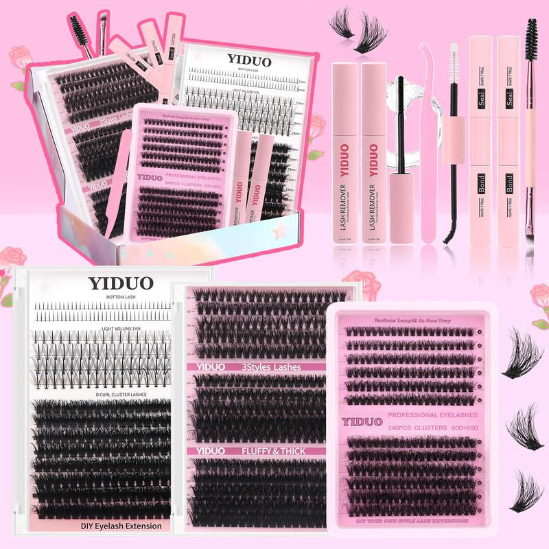 10-20Mm Mixed Individual Cosmetic False Lashes Clusters, 240Pcs/234Pcs/300Pcs/308Pcs Fluffy Curly Thick Fake Eyelashes, Lightweight Makeup Enhancement Lashes Clusters Kit, Lashes Strips Eyelashes Extension Clusters, Fall, Meatball in Makeup